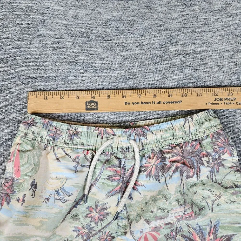 Polo Ralph Lauren Tropical Swim Trunk Boys Size M 10-12 Lined Hawaiian Green EUC